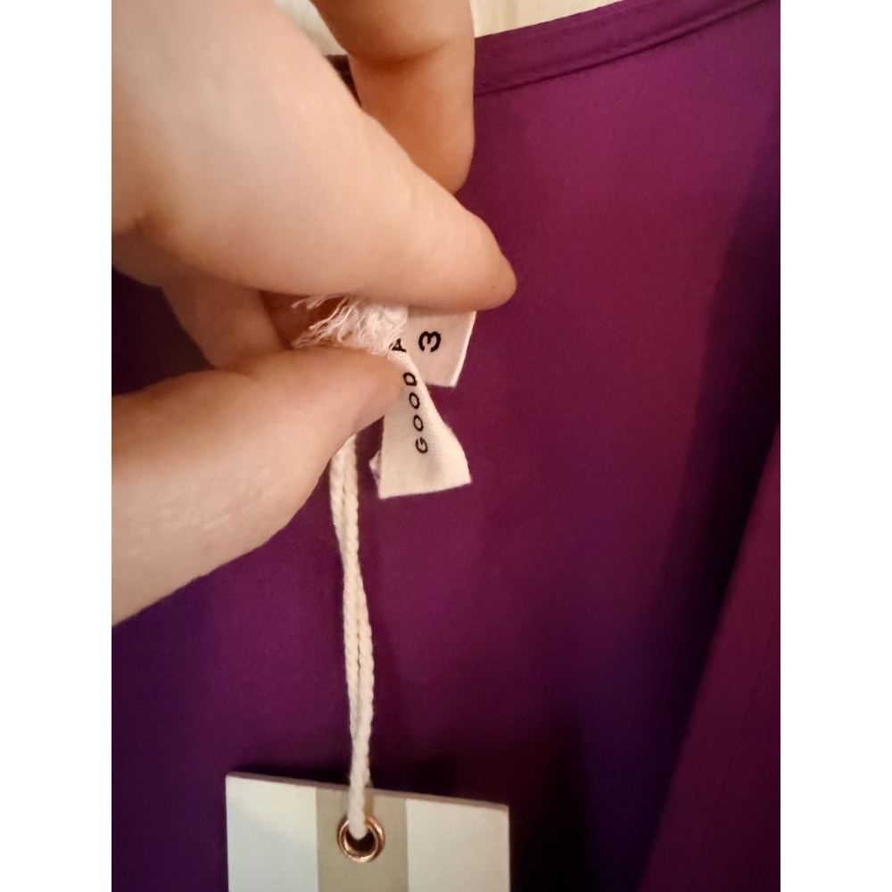Good American Purple Satin Wrap Blouse V-Neck Long Sleeve Top Size 3 Large - Picture 4 of 5